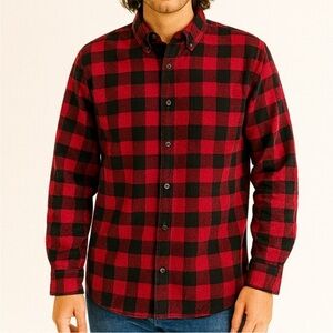 L.L. Bean Red and Black Checkered Men's Shirt